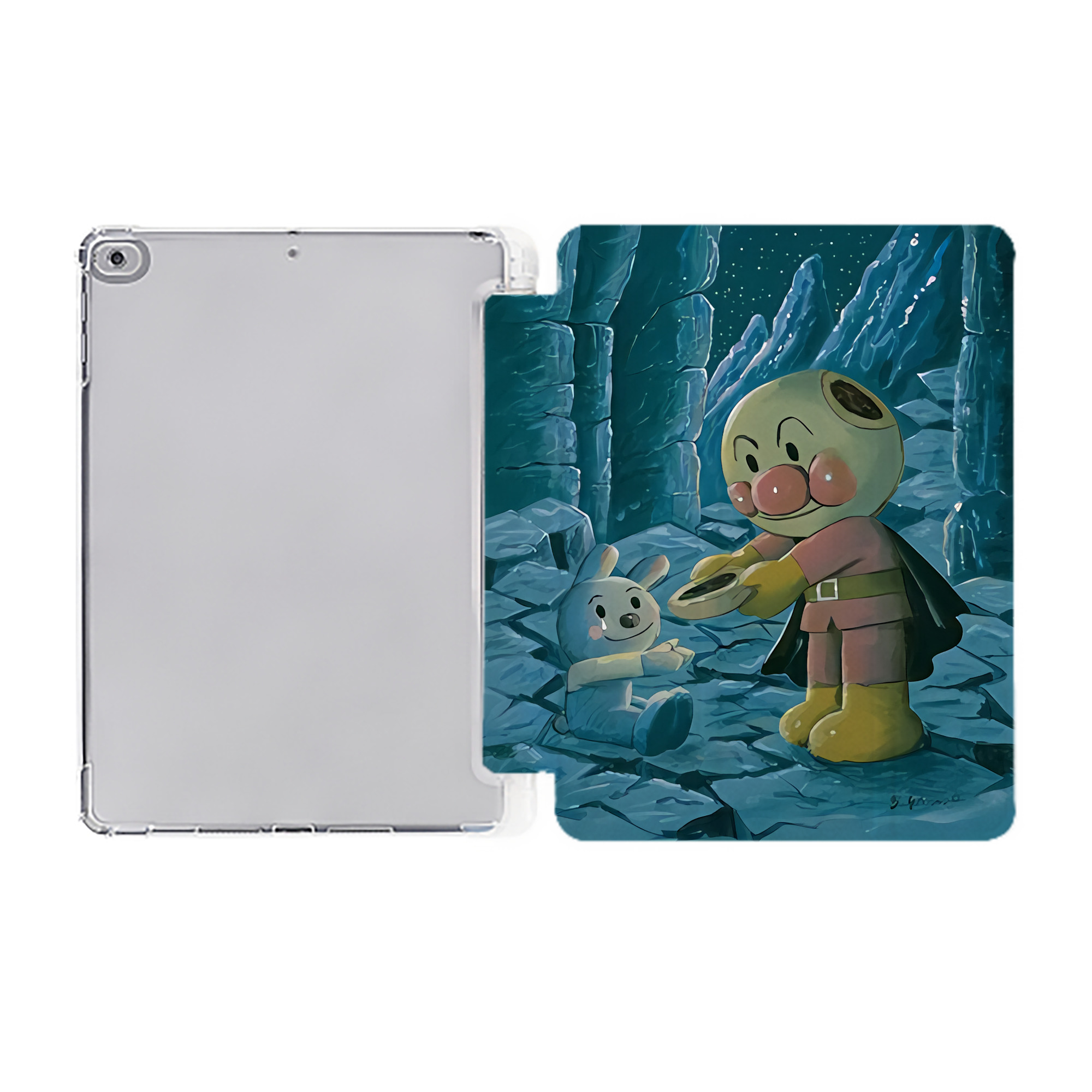 （画像用） アンパンマン Anpanman IPad ケース ペン収納付き 三つ折りスタンド PUレザー×シリコン 対応機種9.5/10.5/10.9インチ